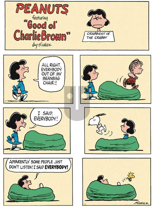 Peanuts on Sunday January 4, 2026 Comic Strip