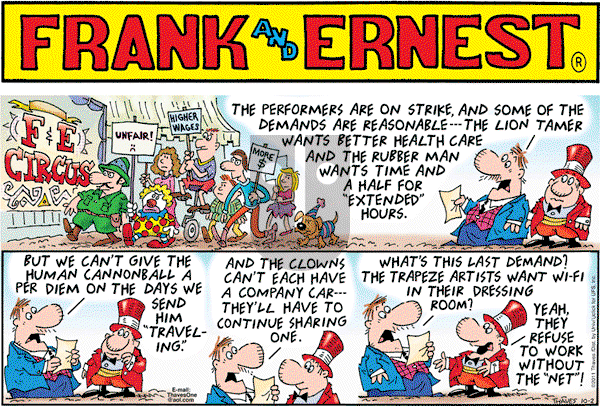 Frank and Ernest on Sunday October 2, 2011 Comic Strip