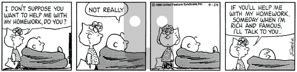 Peanuts on Thursday April 24, 1986 Comic Strip
