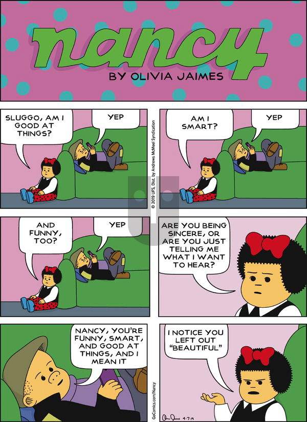 Nancy on Sunday April 7, 2019 Comic Strip
