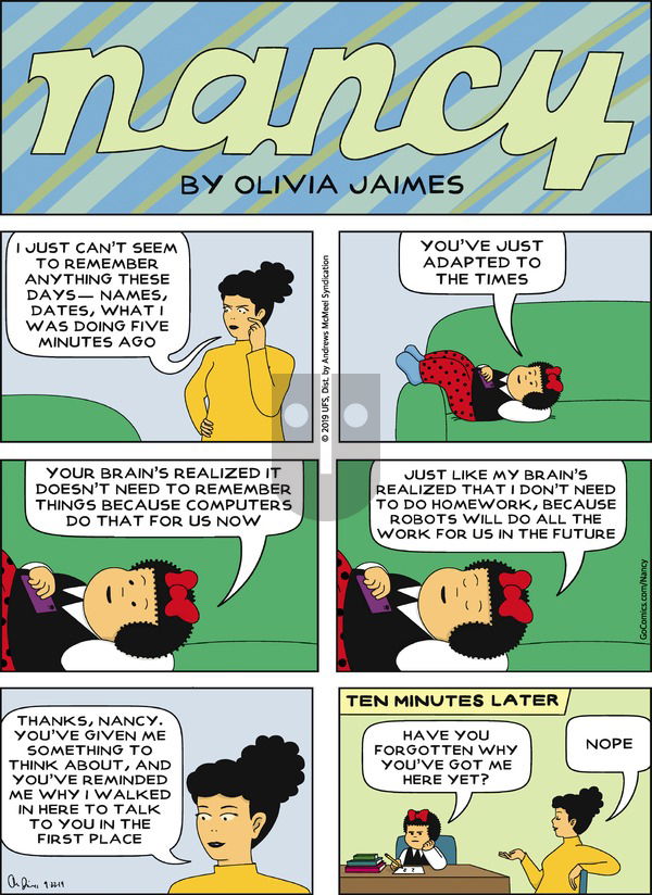Nancy on Sunday September 22, 2019 Comic Strip
