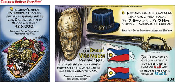 Ripley's Believe It or Not on Sunday March 23, 2025 Comic Strip