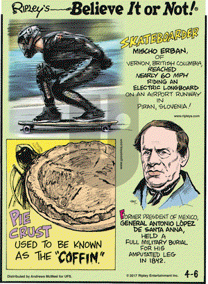 Ripley's Believe It or Not on Thursday April 6, 2017 Comic Strip