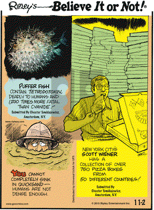 Ripley's Believe It or Not on Monday November 2, 2015 Comic Strip