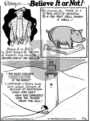 Ripley's Believe It or Not - Saturday July 6, 1996 Comic Strip