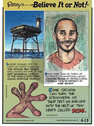 Ripley's Believe It or Not on Monday April 13, 2020 Comic Strip