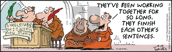 Frank and Ernest on Saturday April 19, 2014 Comic Strip