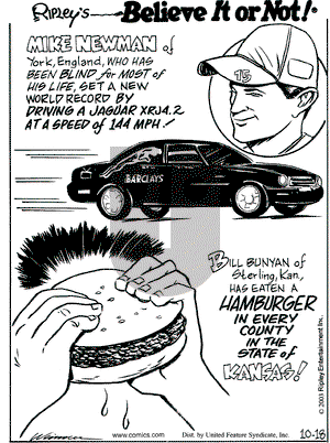 Ripley's Believe It or Not on Saturday October 18, 2003 Comic Strip