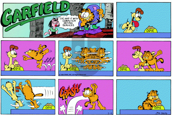 Garfield on Sunday March 19, 1989 Comic Strip