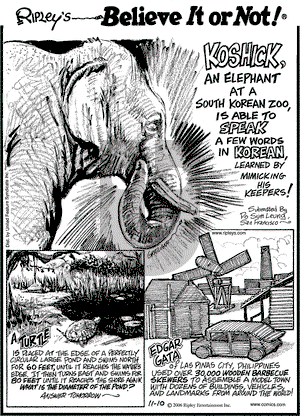 Ripley's Believe It or Not on Friday November 10, 2006 Comic Strip