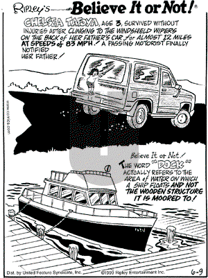 Ripley's Believe It or Not - Wednesday June 9, 1999 Comic Strip