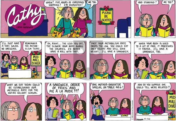 Cathy Classics on Sunday November 30, 1997 Comic Strip
