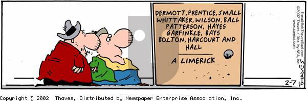 Frank and Ernest on Friday February 8, 2002 Comic Strip