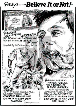 Ripley's Believe It or Not on Thursday May 15, 2008 Comic Strip