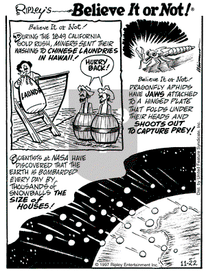 Ripley's Believe It or Not on Saturday November 22, 1997 Comic Strip