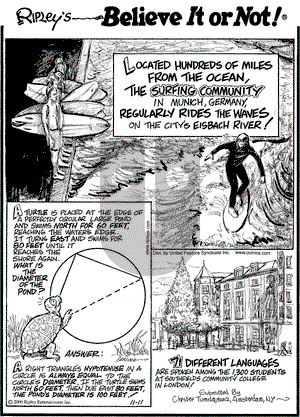 Ripley's Believe It or Not on Saturday November 11, 2006 Comic Strip