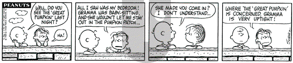 Peanuts on Friday November 1, 1968 Comic Strip