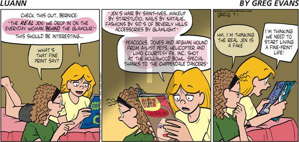 Luann on Sunday July 1, 2012 Comic Strip