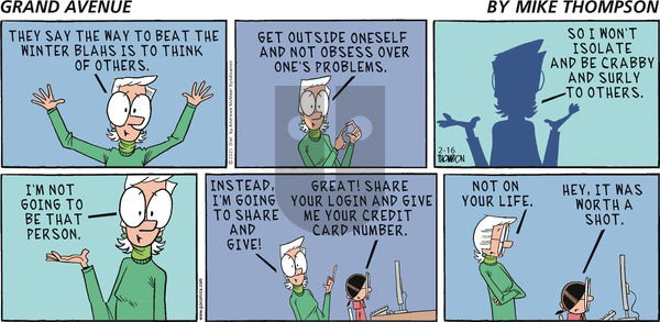 Grand Avenue on Sunday February 16, 2025 Comic Strip