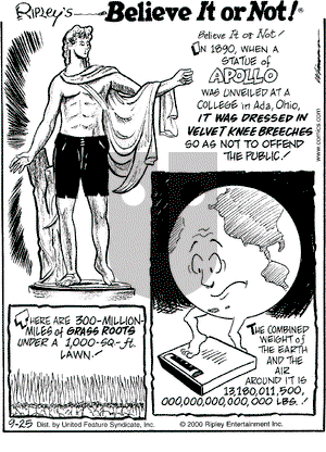 Ripley's Believe It or Not on Monday September 25, 2000 Comic Strip