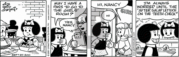 Nancy on Monday September 24, 2001 Comic Strip