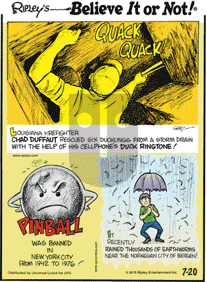 Ripley's Believe It or Not on Monday July 20, 2015 Comic Strip