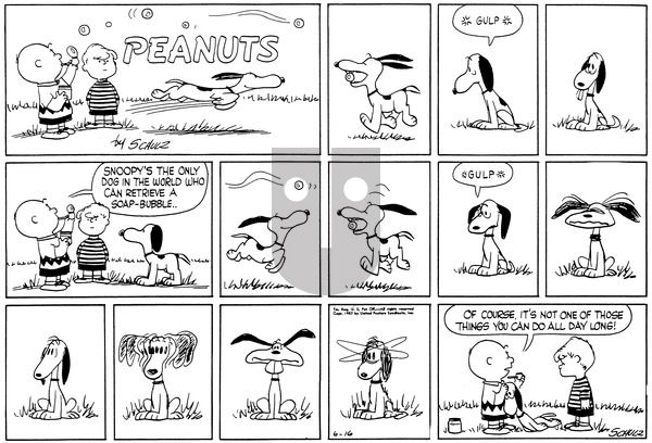 Peanuts on Sunday June 16, 1957 Comic Strip