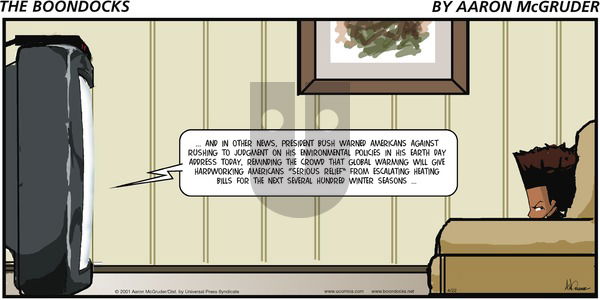 The Boondocks on Sunday April 22, 2001 Comic Strip