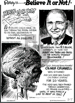 Ripley's Believe It or Not on Saturday May 7, 2005 Comic Strip