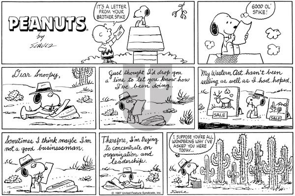 Peanuts on Sunday January 18, 1987 Comic Strip