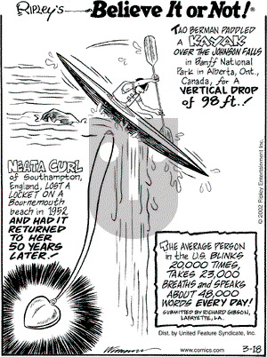 Ripley's Believe It or Not on Monday March 18, 2002 Comic Strip
