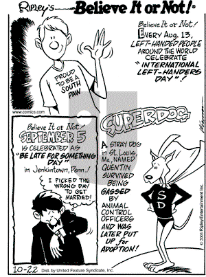Ripley's Believe It or Not on Wednesday October 22, 2003 Comic Strip