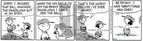 Peanuts on Thursday August 5, 1999 Comic Strip