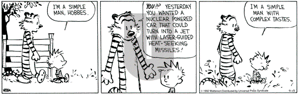 Calvin and Hobbes on Saturday September 19, 1992 Comic Strip
