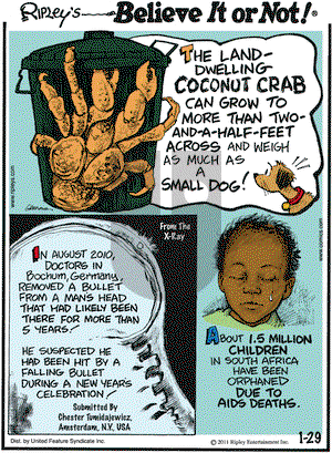 Ripley's Believe It or Not on Saturday January 29, 2011 Comic Strip