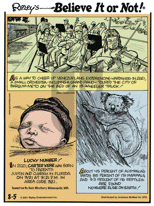 Ripley's Believe It or Not on Thursday August 5, 2021 Comic Strip