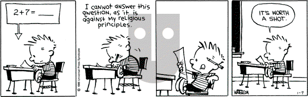 Calvin and Hobbes on Tuesday January 7, 1986 Comic Strip