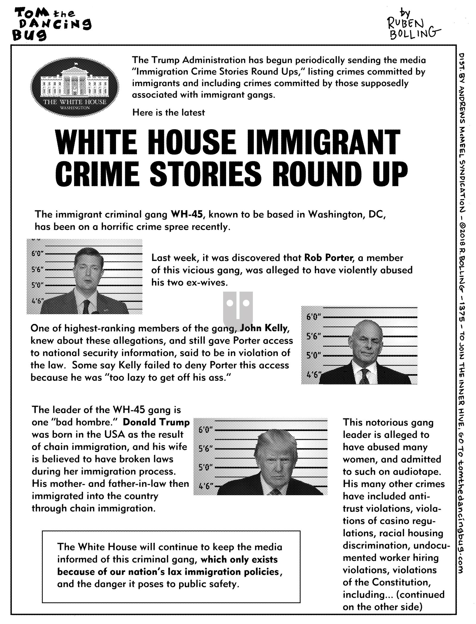 Tom the Dancing Bug - Monday February 12, 2018 Comic Strip