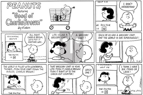 Peanuts on Sunday July 18, 1982 Comic Strip