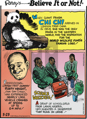 Ripley's Believe It or Not on Saturday March 23, 2013 Comic Strip