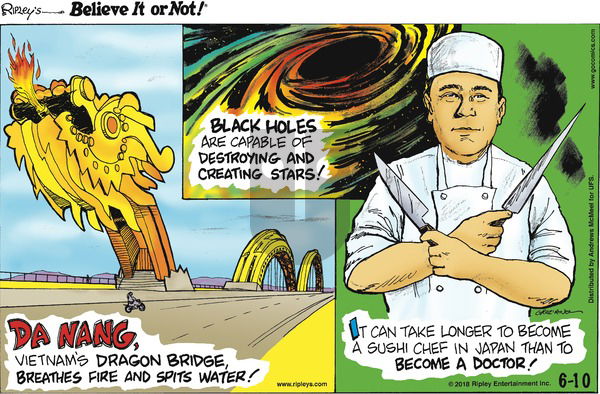 Ripley's Believe It or Not on Sunday June 10, 2018 Comic Strip