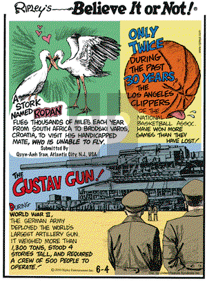 Ripley's Believe It or Not on Friday June 4, 2010 Comic Strip