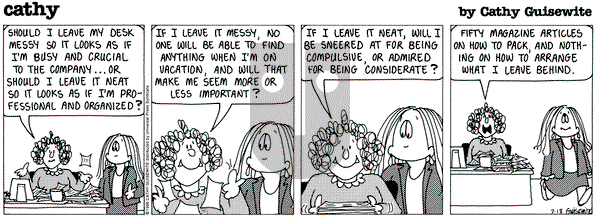 Cathy Classics on Thursday July 18, 1996 Comic Strip