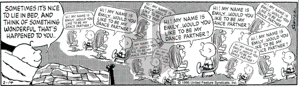 Peanuts - Tuesday February 14, 1995 Comic Strip