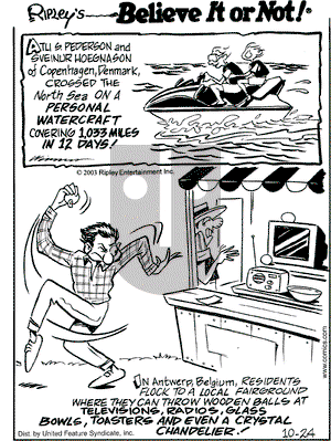 Ripley's Believe It or Not on Friday October 24, 2003 Comic Strip