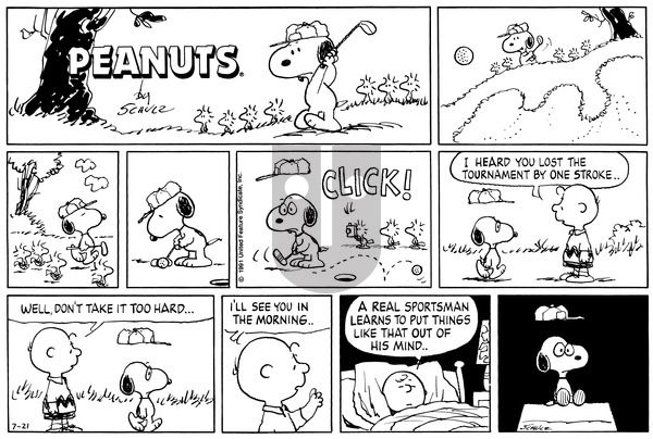 Peanuts on Sunday July 21, 1991 Comic Strip