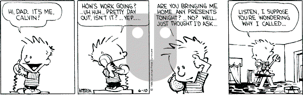 Calvin and Hobbes - Monday June 10, 1991 Comic Strip