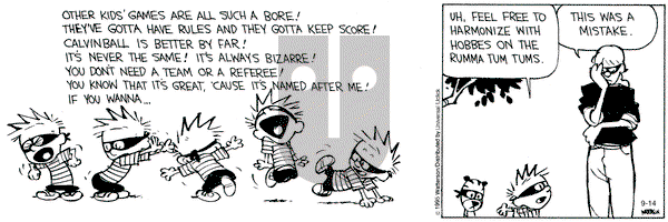 Calvin and Hobbes on Monday September 14, 2015 Comic Strip