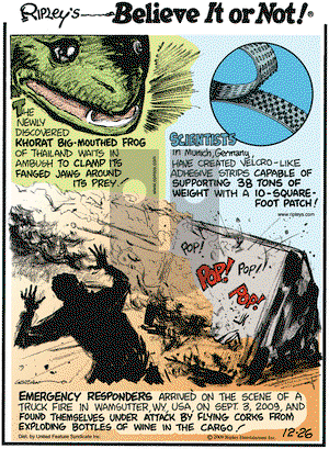 Ripley's Believe It or Not on Saturday December 26, 2009 Comic Strip