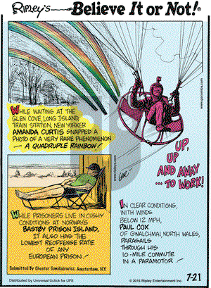 Ripley's Believe It or Not on Tuesday July 21, 2015 Comic Strip